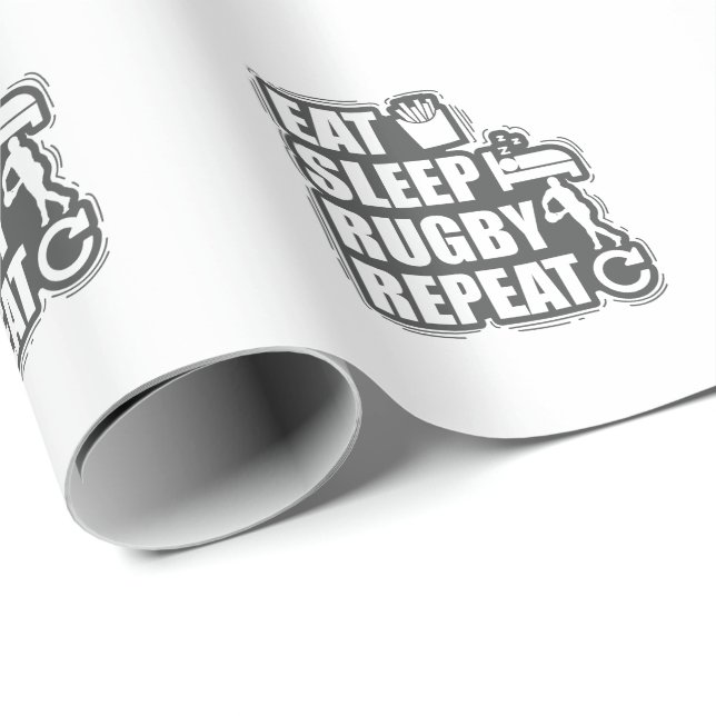 Eat Sleep Rugby Repeat Football Sport Wrapping Paper (Roll Corner)