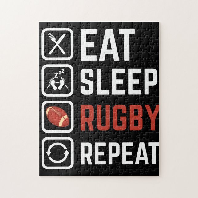 Eat. Sleep. Rugby. Repeat. Jigsaw Puzzle (Vertical)