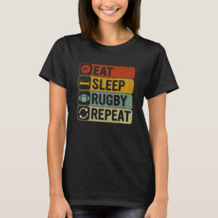 Eat Sleep Rugby Repeat Retro 60s 70s Cool Rugby T-Shirt