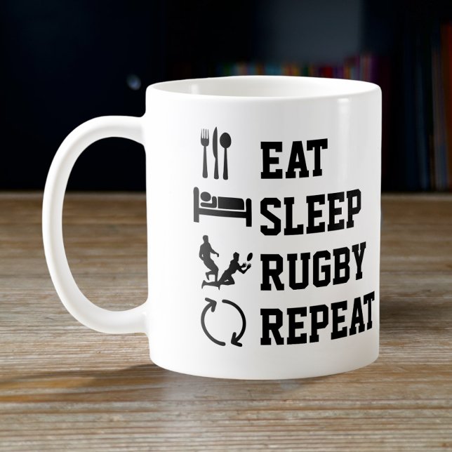 Eat Sleep Rugby Repeat Sport Coffee Mug (Creator Uploaded)
