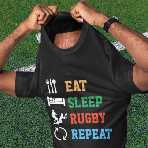 Eat Sleep Rugby Repeat Sport Dark Version T-Shirt