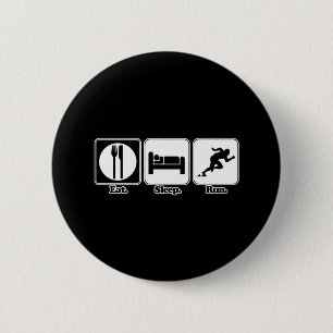 eat sleep run 6 cm round badge