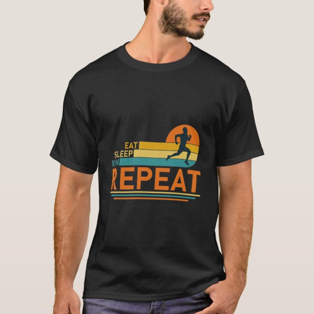 Eat Sleep Run Repeat - Marathon Running, Runner T-Shirt (Front)