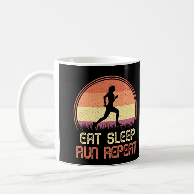 Eat Sleep Run Repeat Retro Athlete Marathon Coffee Mug (Left)