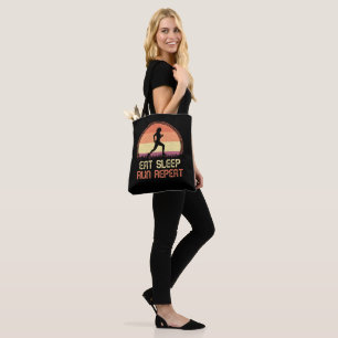 Eat Sleep Run Repeat Retro Athlete Marathon Tote Bag
