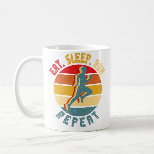 Eat Sleep Run Repeat Running Runner For Boys Coffee Mug (Left)
