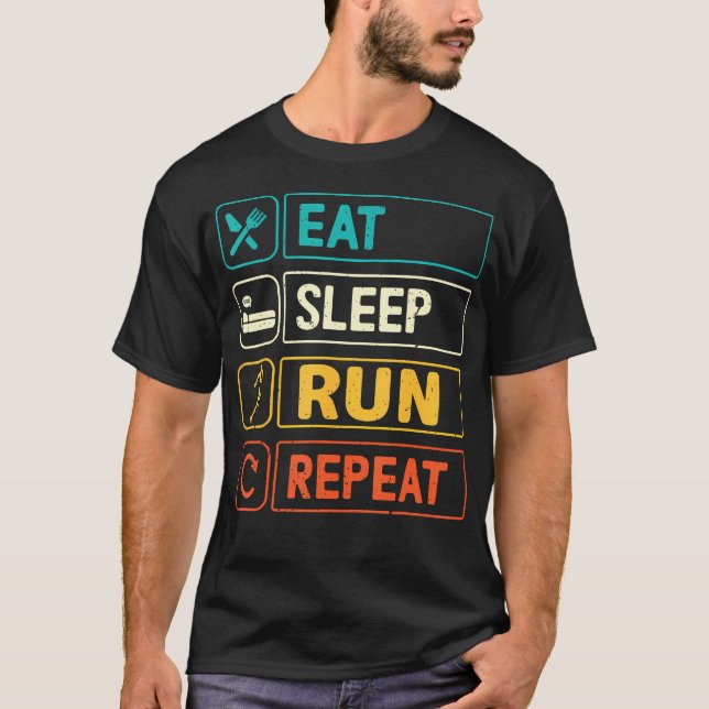 Eat Sleep Run Repeat Running Runner For Boys T-Shirt (Front)