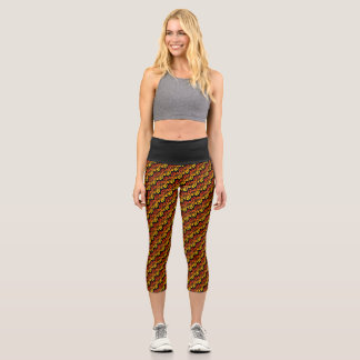 Eat Sleep Run Repeat Sunset Background On Black  Capri Leggings