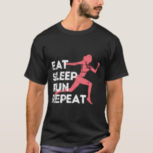 Eat Sleep Run Repeat Track And Field Girl Marathon T-Shirt