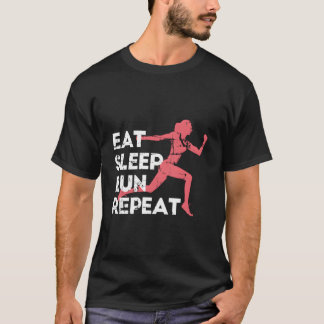 Eat Sleep Run Repeat Track And Field Marathon Runn T-Shirt