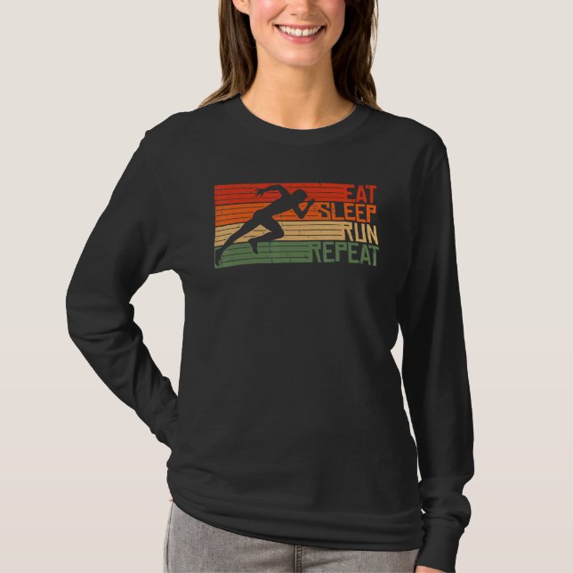 Eat Sleep Run Repeat Vintage Retro T-Shirt (Front)
