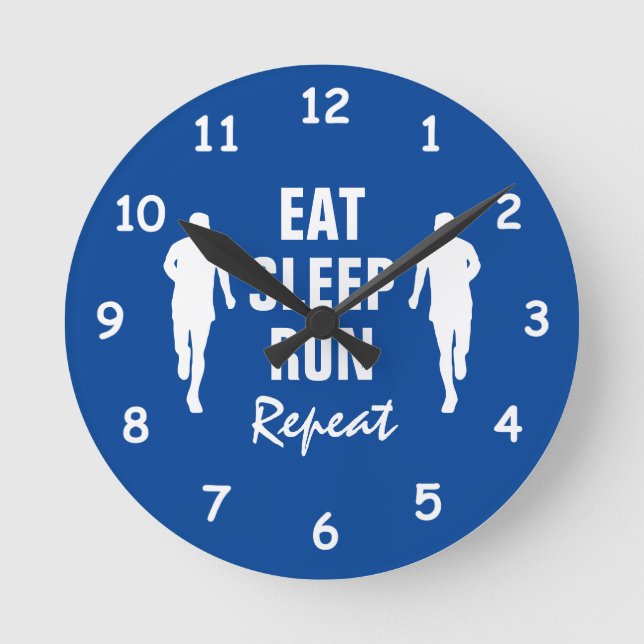 Eat Sleep Run Repeat wall clock for running fans (Front)