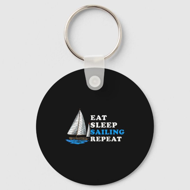Eat Sleep Sailing Repeat Nautical Boating Humour Q Key Ring (Front)