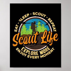 Eat Sleep Scout Repeat - Best Scout Life Hiking Sc Poster