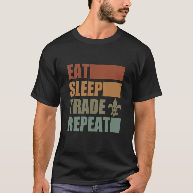 Eat Sleep Scout Repeat For Camping Enthusiast Desi T-Shirt (Front)