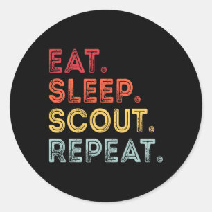 Eat Sleep Scout Repeat Retro Vintage Scout For Wom Classic Round Sticker