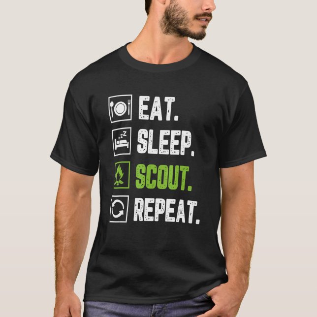 Eat Sleep Scout Repeat Scouting  Scout Life Campin T-Shirt (Front)