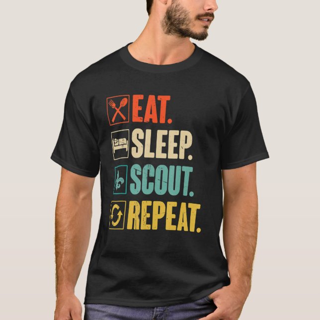 Eat Sleep Scout Repeat  Scouting T-Shirt (Front)