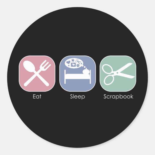Eat Sleep Scrapbook Classic Round Sticker (Front)
