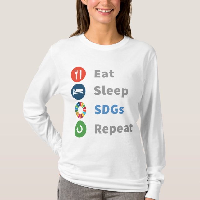 Eat Sleep SDGs Repeat Long Sleeve Polo Shirts (Front)