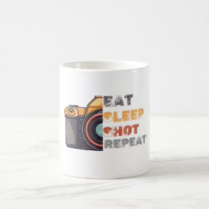 Eat sleep shot repeat vintage coffee mug