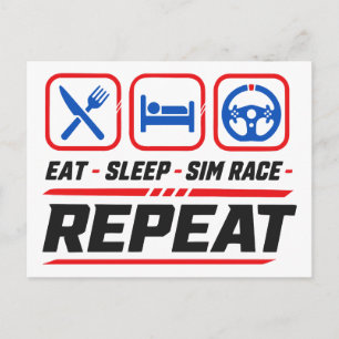Eat sleep sim race repeat for sim racing fans postcard