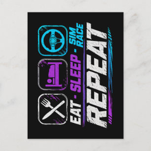 Eat sleep sim race repeat for sim racing fans postcard