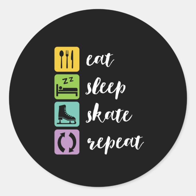 Eat Sleep Skate Funny Figure Skaters Ice Skating Classic Round Sticker (Front)