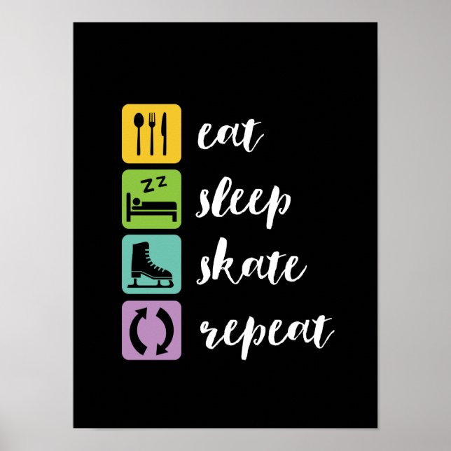 Eat Sleep Skate Funny Figure Skaters Ice Skating Poster (Front)