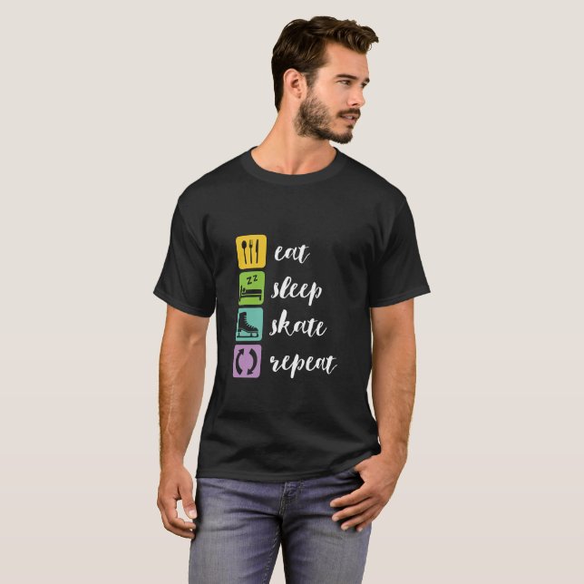 Eat Sleep Skate Funny Figure Skaters Ice Skating T-Shirt (Front Full)