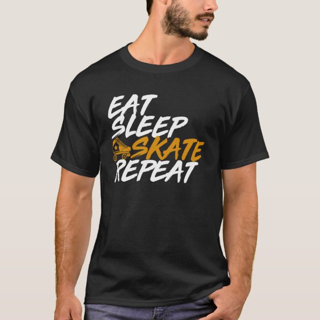 Eat Sleep Skate Repeat Cool Roller Skating Roller  T-Shirt (Front)