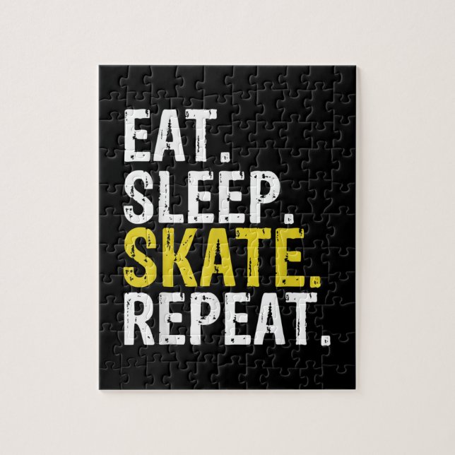 eat sleep skate repeat gift ice skating jigsaw puzzle (Vertical)