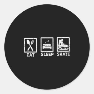 Eat Sleep Skate Repeat Ice Skating Life Minimal St Classic Round Sticker