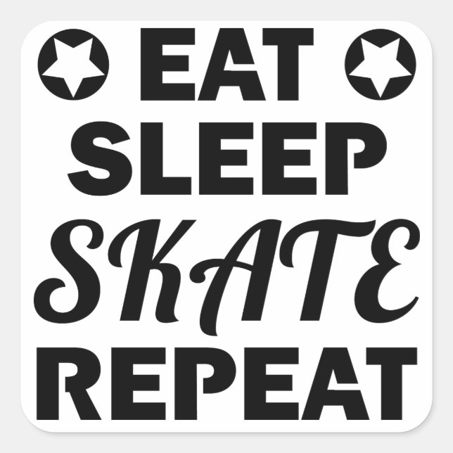 Eat Sleep Skate Repeat, Roller Derby Square Sticker (Front)