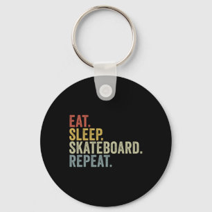 Eat Sleep Skateboard Repeat Funny Skateboarding Key Ring
