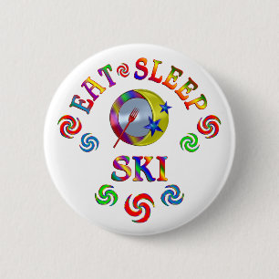 Eat Sleep Ski 6 Cm Round Badge