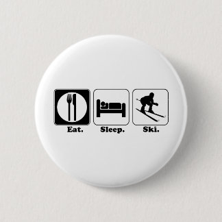 eat sleep ski 6 cm round badge