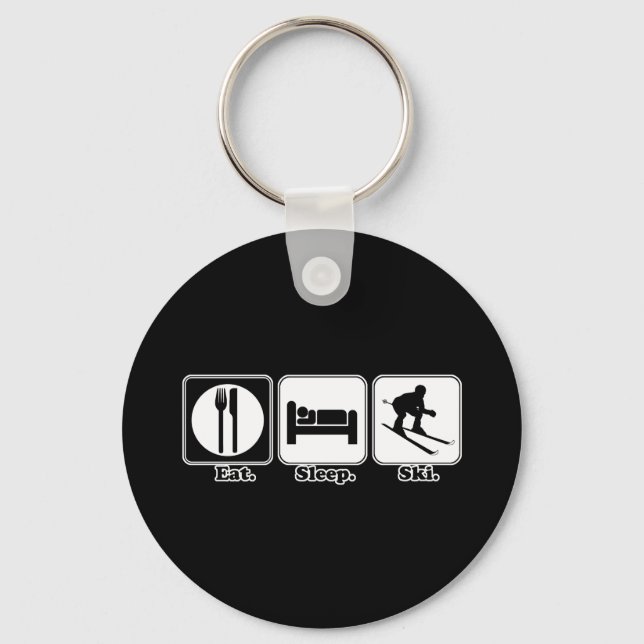 eat sleep ski key ring (Front)