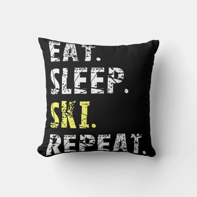 Eat Sleep Ski Repeat  - Fun Skiing  Gift Cushion (Front)