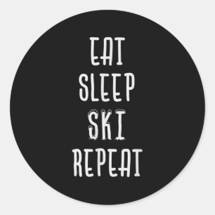 Eat Sleep Ski Repeat Funny Skiing Skier Gift Classic Round Sticker