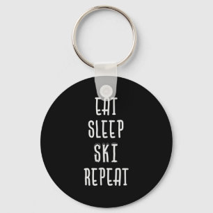 Eat Sleep Ski Repeat Funny Skiing Skier Gift Key Ring