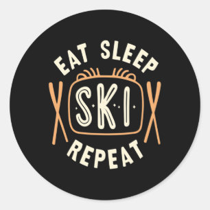 Eat Sleep Ski Repeat Ski Skier Winter Sports Skiin Classic Round Sticker