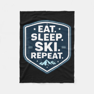 Eat sleep ski repeat skier skiing lover quote fleece blanket