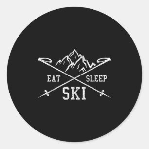 Eat Sleep Ski Repeat - Skiing Mountains Winter Spo Classic Round Sticker