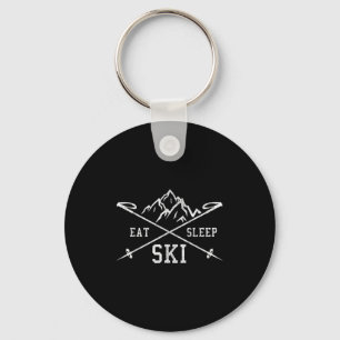 Eat Sleep Ski Repeat - Skiing Mountains Winter Spo Key Ring