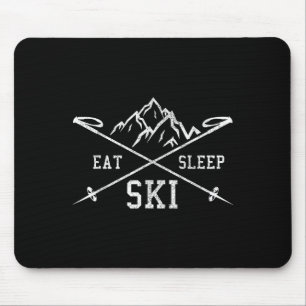 Eat Sleep Ski Repeat - Skiing Mountains Winter Spo Mouse Pad