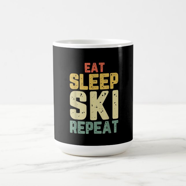 Eat Sleep Ski Repeat Skiing Skier Funny Lover Gift Coffee Mug (Center)