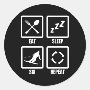 Eat Sleep Ski Repeat Skiing Teacher Winter Sports  Classic Round Sticker