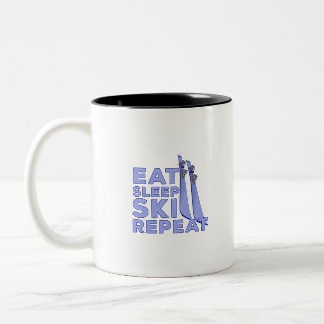 Eat Sleep Ski Repeat Two-Tone Coffee Mug (Left)