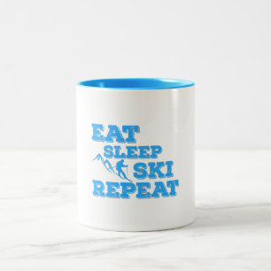 Eat Sleep Ski Repeat Two-Tone Coffee Mug